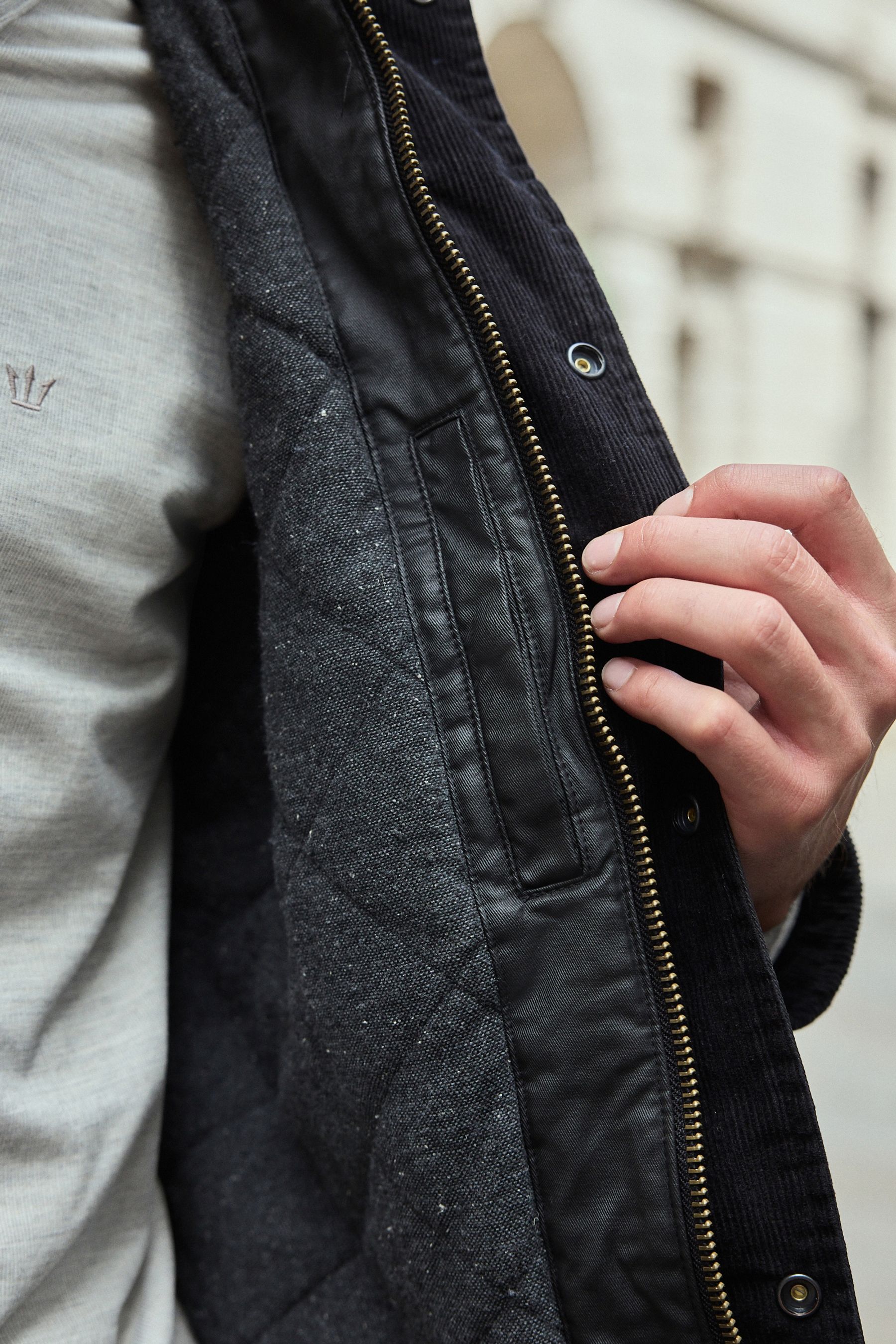 Buy Black Faux Wax Cord Collar Jacket from the Next UK online shop