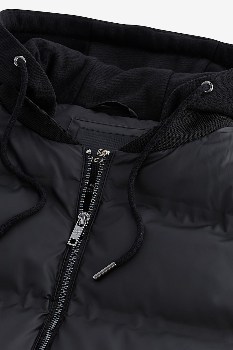 Black Jersey Sleeve Puffer Jacket - Image 10 of 10