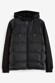 Black Jersey Sleeve Puffer Jacket - Image 7 of 10