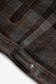 Brown Wool Rich Checked Borg Collared Jacket - Image 12 of 13