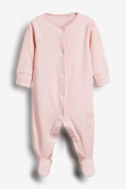 Pink/White 5 Pack Baby 100% Cotton Sleepsuits (0-2yrs) - Image 15 of 16