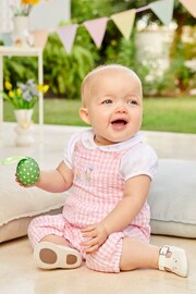 JoJo Maman Bébé Pink 2-Piece Gingham Dungarees & Bodysuit Set - Image 1 of 6