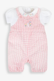 JoJo Maman Bébé Pink 2-Piece Gingham Dungarees & Bodysuit Set - Image 3 of 6