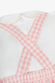 JoJo Maman Bébé Pink 2-Piece Gingham Dungarees & Bodysuit Set - Image 6 of 6