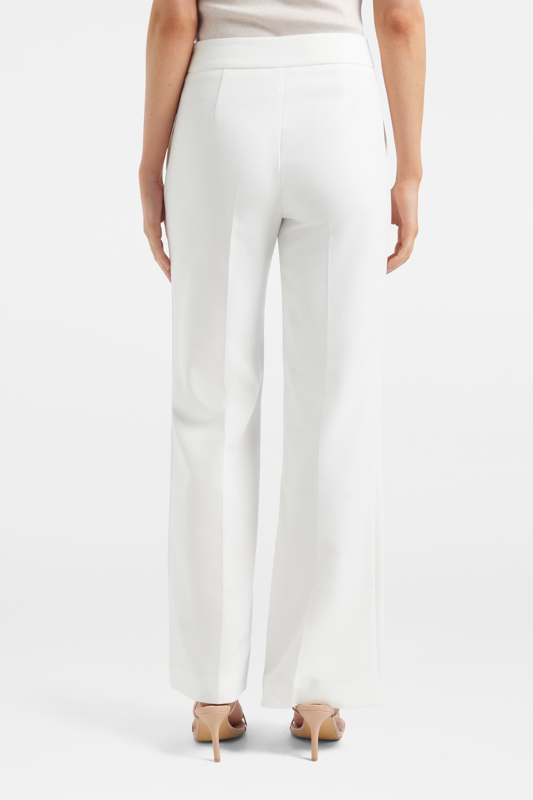 Forever New White Megan Button Wide Leg Trousers