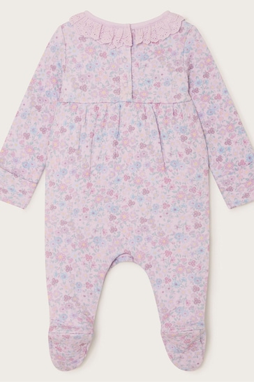 Monsoon Pink Newborn Ditsy Quilted Sleepsuit