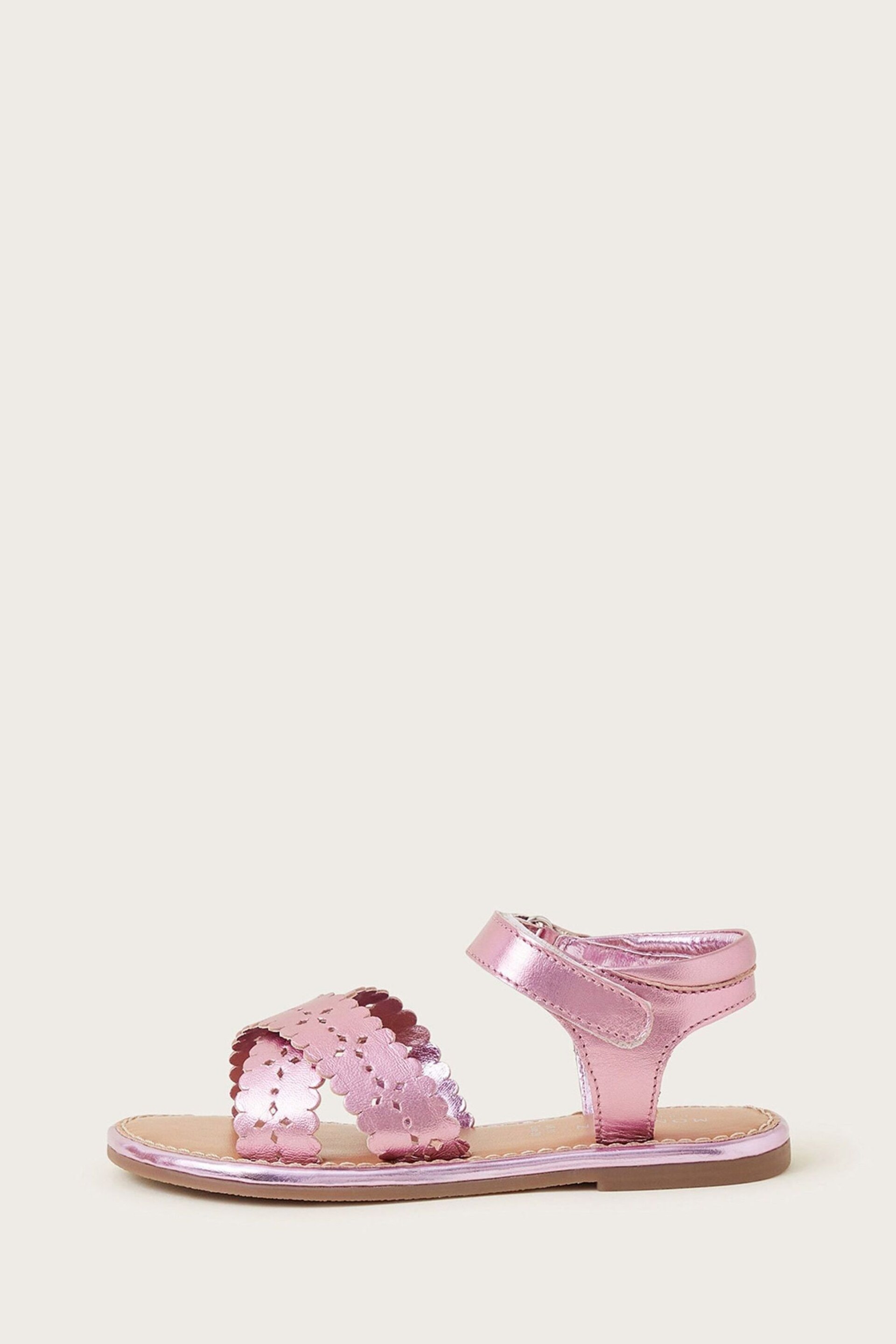 Monsoon Pink Leather Cutwork Sandals - Image 2 of 3