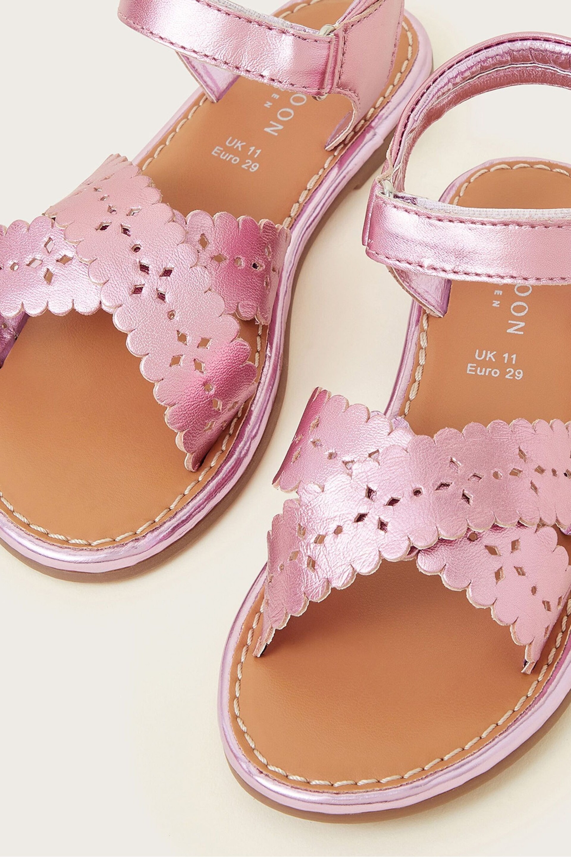 Monsoon Pink Leather Cutwork Sandals - Image 3 of 3