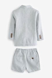 Pale Blue Linen Blend Blazer T-Shirt and Shorts Set (3mths-9yrs) - Image 2 of 4