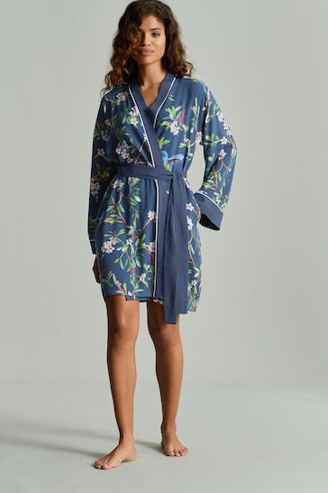B by Ted Baker Charcoal Navy Bird Viscose Robe