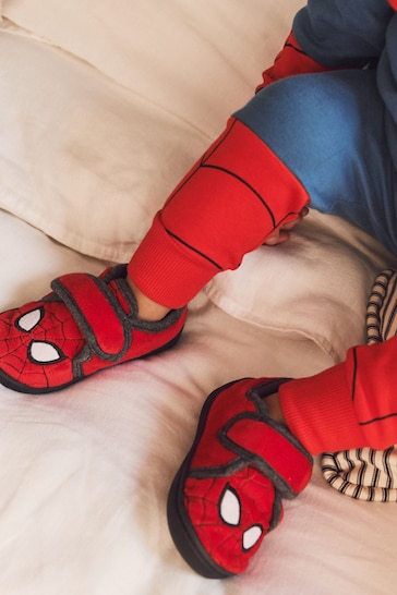 Red Spiderman Marvel Touch Fastening Cupsole Print Slippers