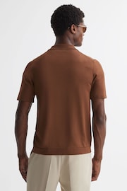 Reiss Tobacco Script Embroidered Cuban Collar Button Through T-Shirt - Image 4 of 4