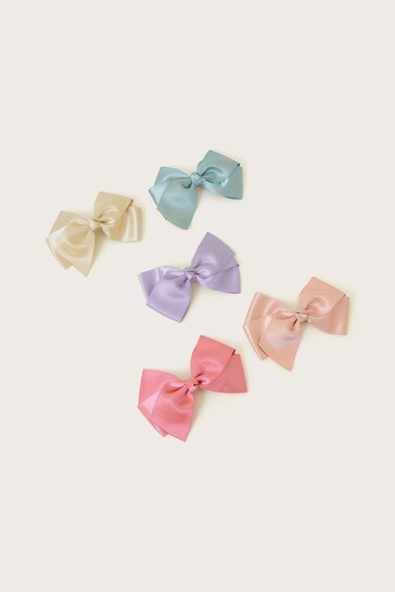 Monsoon Pink Large Shimmer Bow Clips 5 Pack