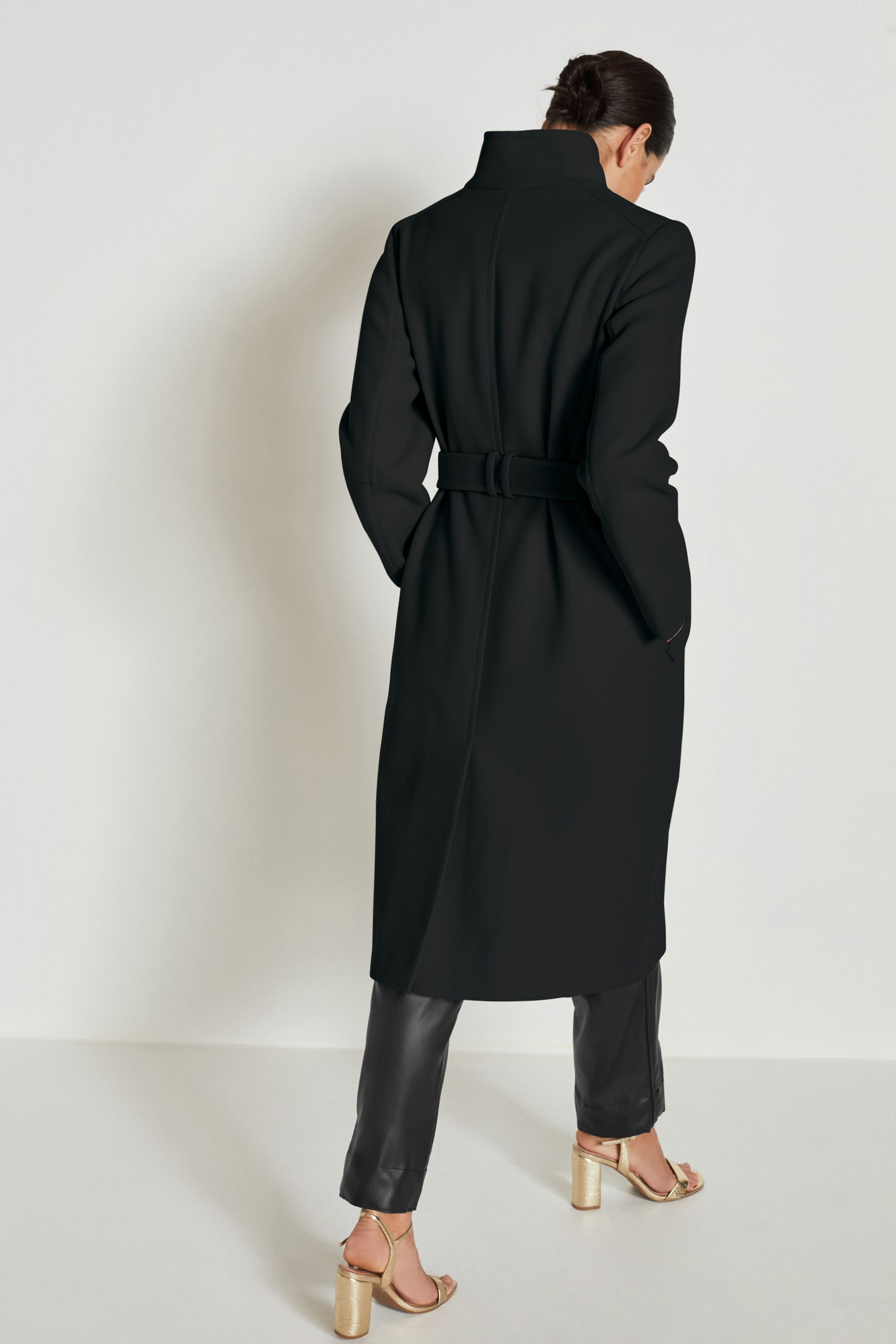 Buy Black Funnel Neck Coat from Next Luxembourg