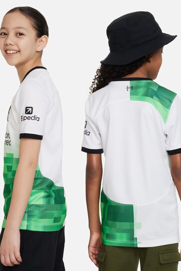 Nike White/Green Liverpool FC 2023/24 Stadium Away Junior Shirt
