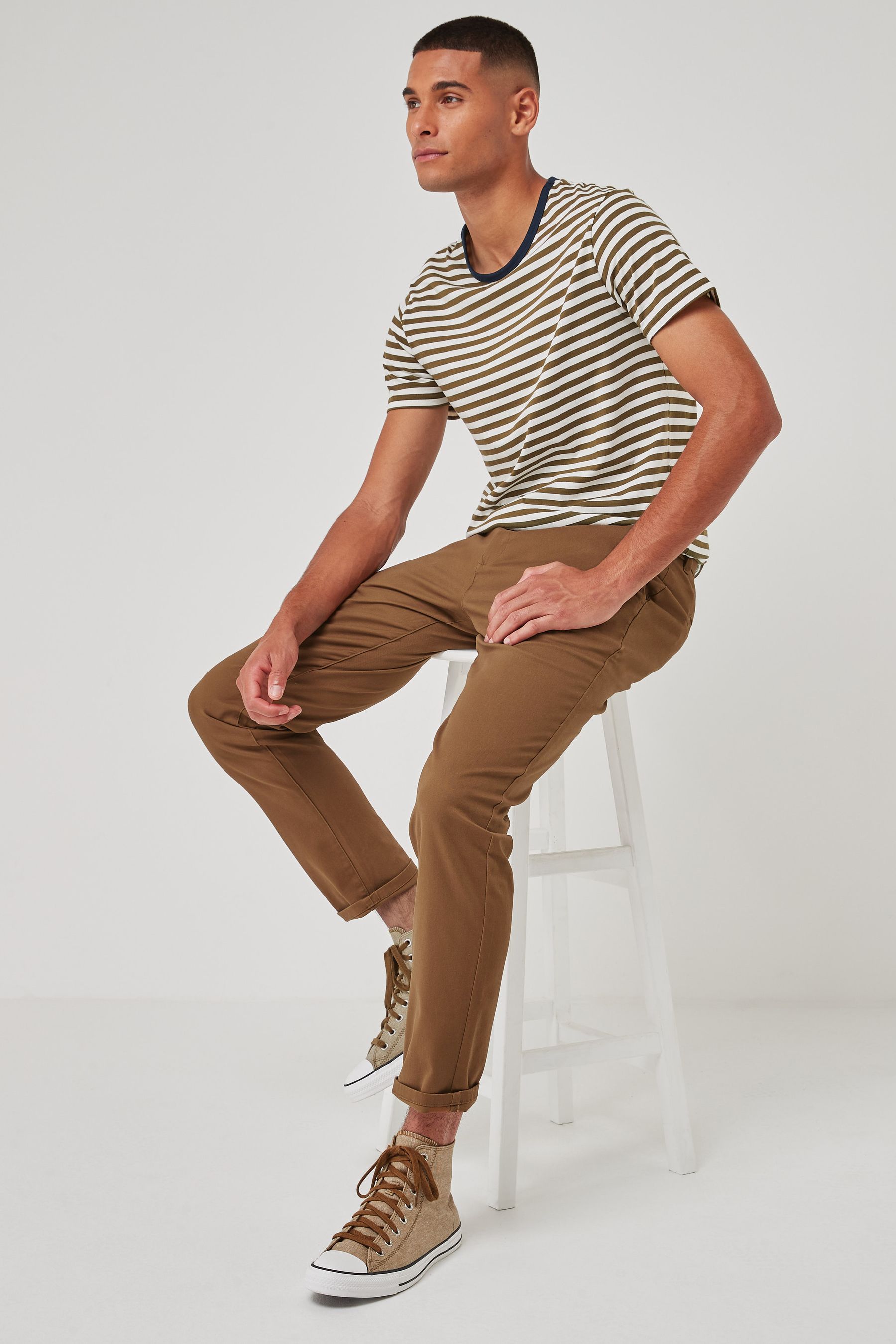 Tan Brown Slim Stretch Chino Trousers