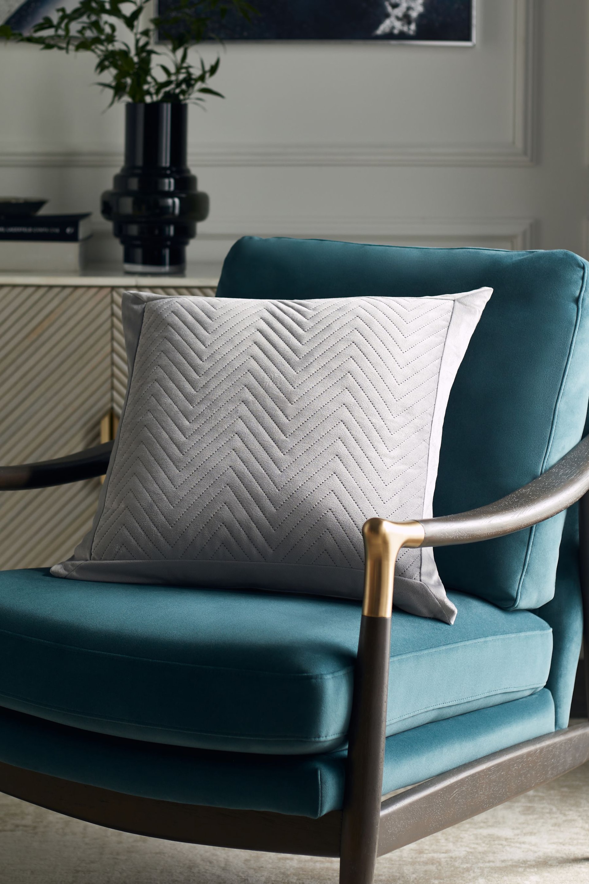 Charcoal Grey 50 x 50cm Madison Velvet Cushion - Image 1 of 3