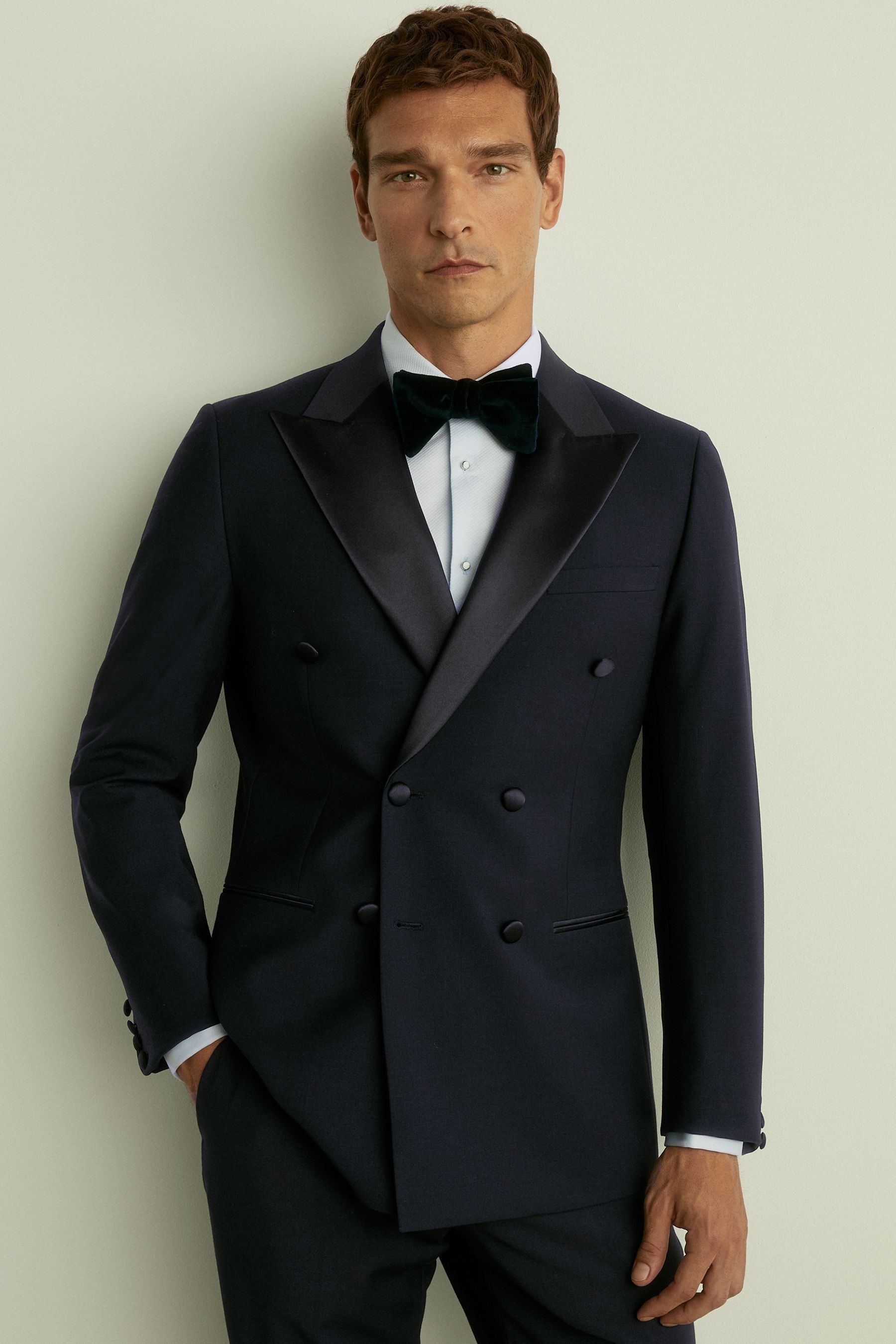 Reiss Navy Db Double Breasted Tuxedo Slim Fit Jacket 38