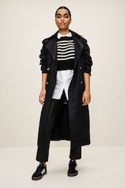 Black and White Stripe Cropped Jumper Layer Shirt - Image 2 of 6