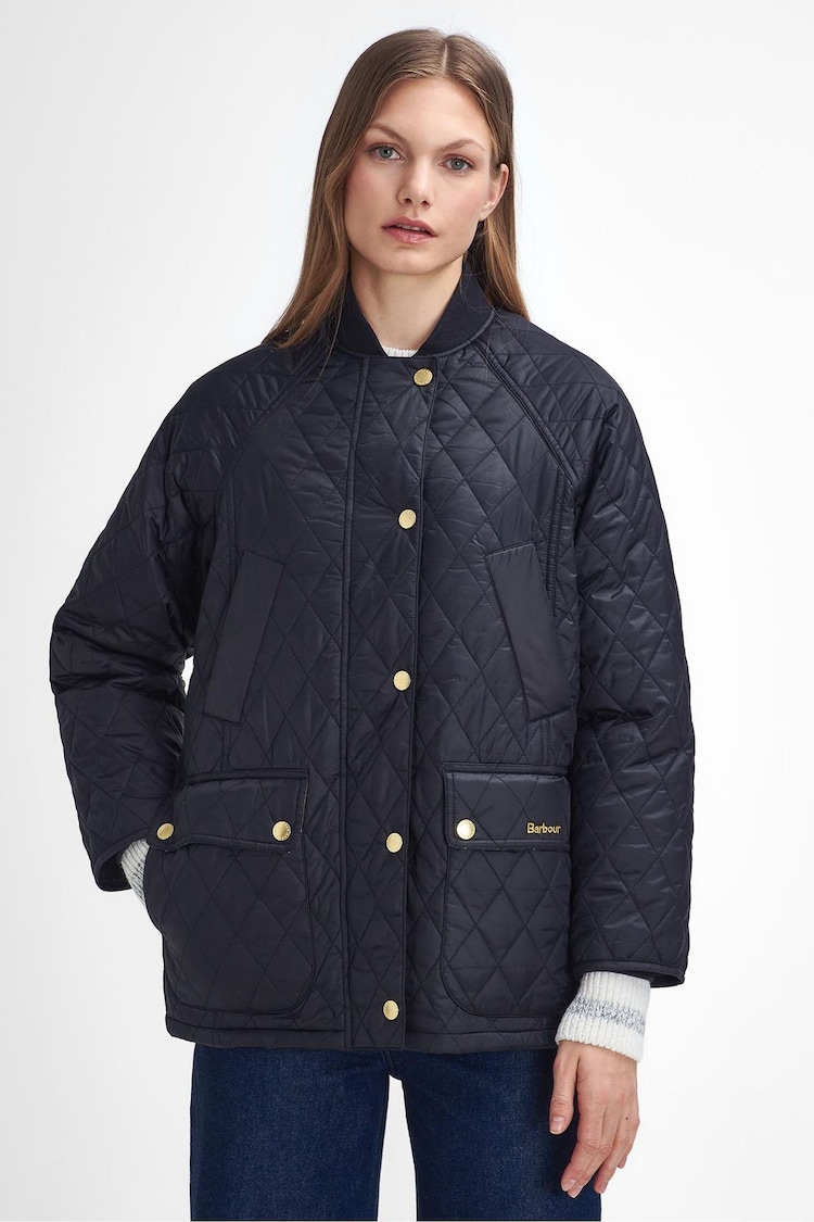 Barbour® Navy Sport Beadnell 100% Cotton Quilt Jacket - Image 2 of 9