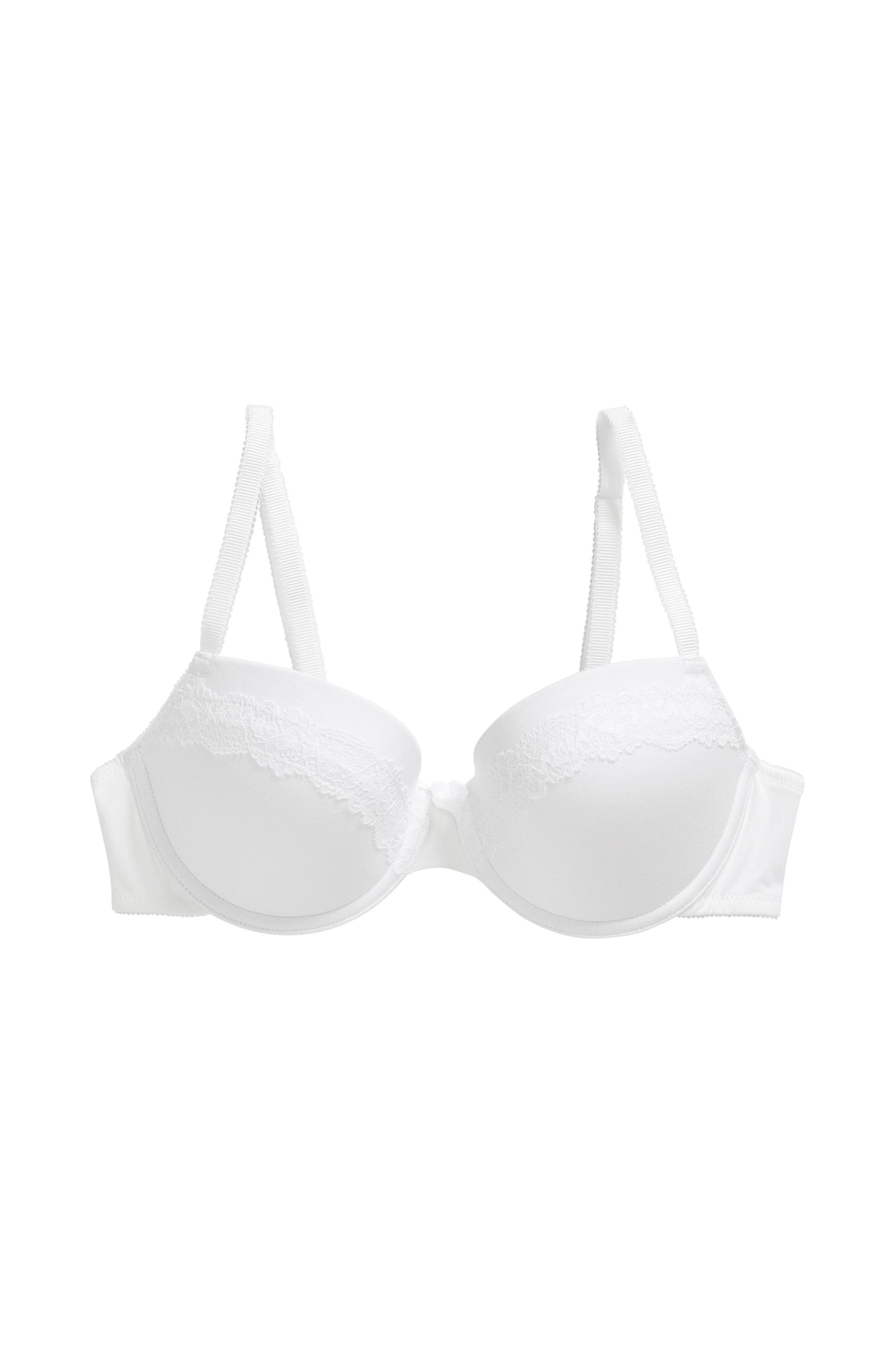 Black/White/Nude Push Up Pad Balcony Cotton Blend Bras 3 Pack - Image 4 of 5
