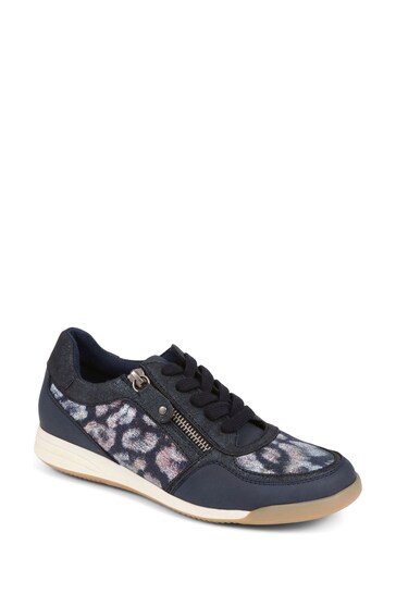 Pavers Blue Lace-Up Printed Trainers