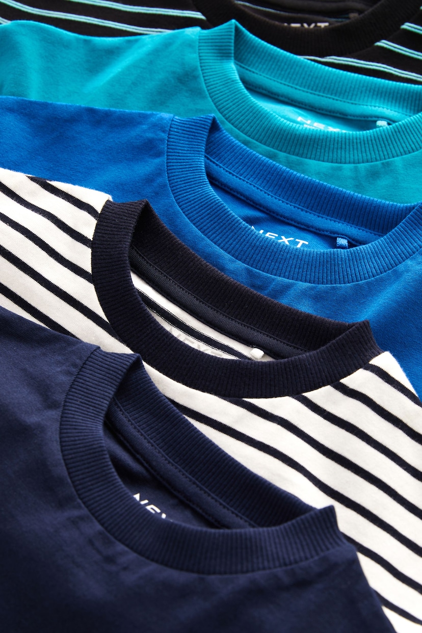 Blue Stripe Short Sleeve T-Shirts 5 Pack (3mths-7yrs) - Image 8 of 8