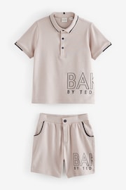 Baker by Ted Baker Stone Polo Shirt and Short Set - Image 5 of 8