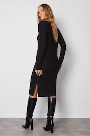 Threadbare Black Cable Knit Midi Dress - Image 2 of 4