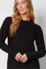 Threadbare Black Cable Knit Midi Dress - Image 4 of 4