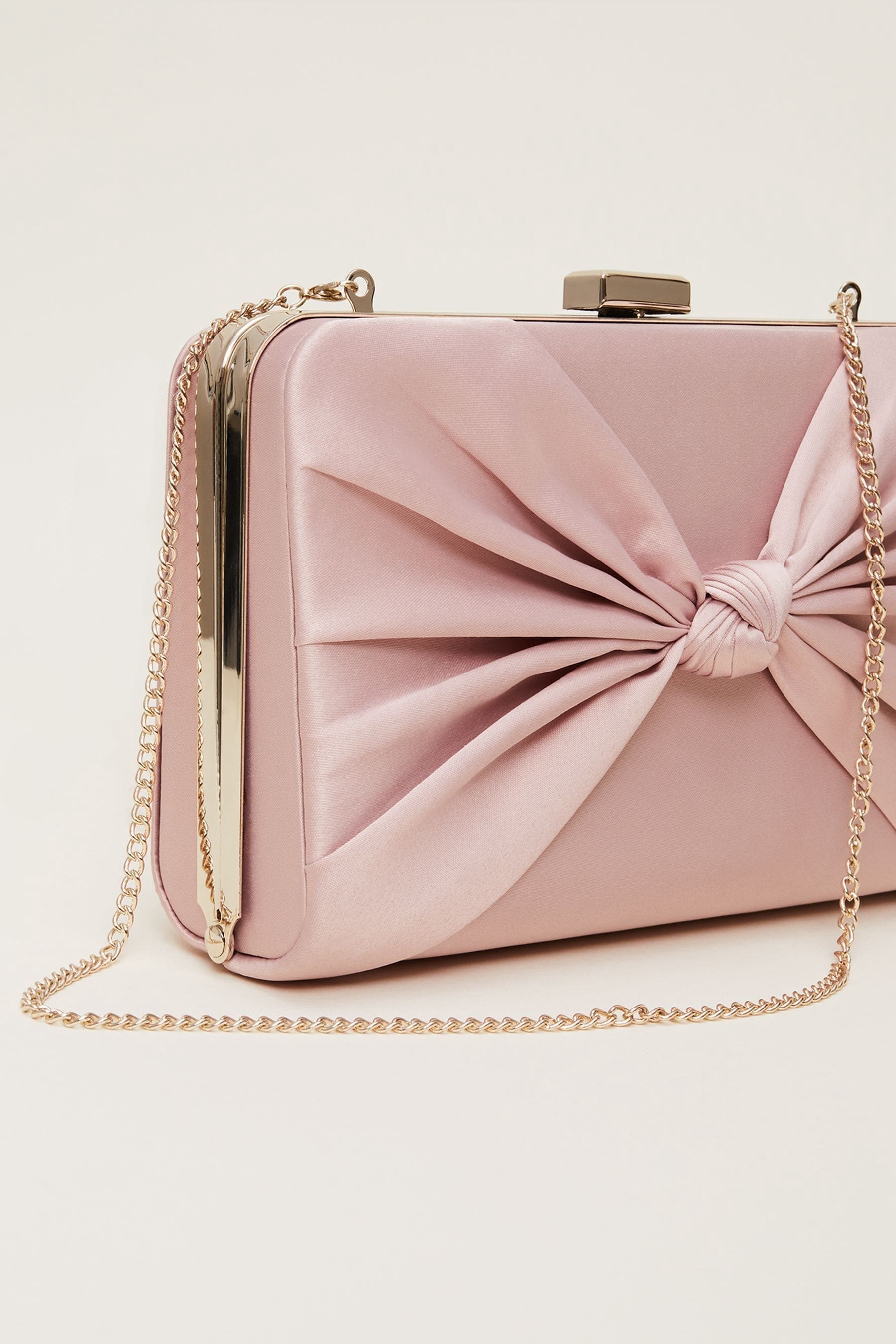 Buy Phase Eight Pink Satin Knot Front Box Clutch from the Next UK online shop