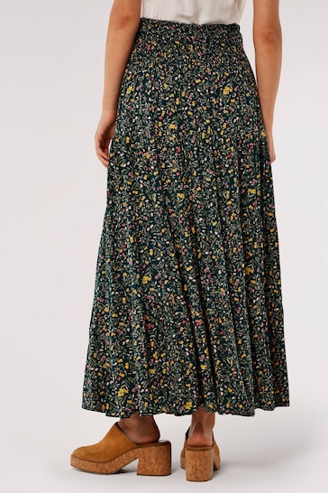 Apricot Green Multi Forest Floral Tiered Maxi Dress