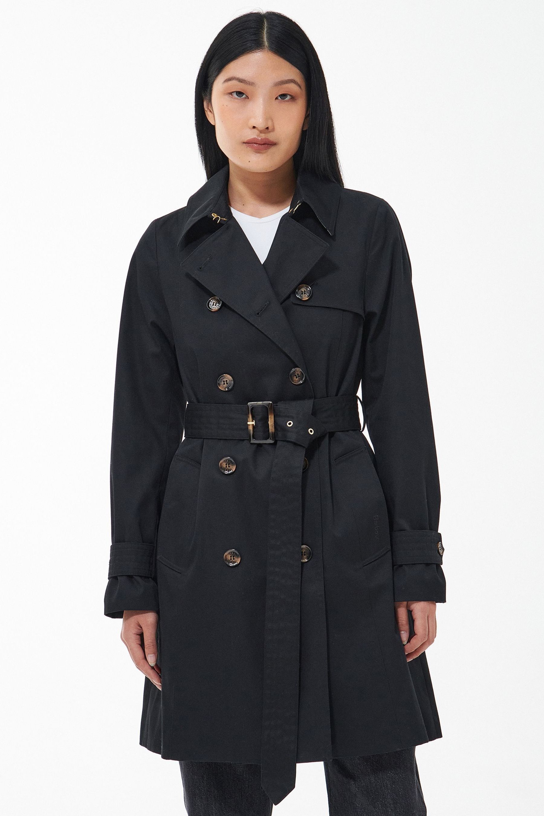 Buy Barbour Black Greta Showerproof Trench 100 Cotton Coat from the Next UK online shop