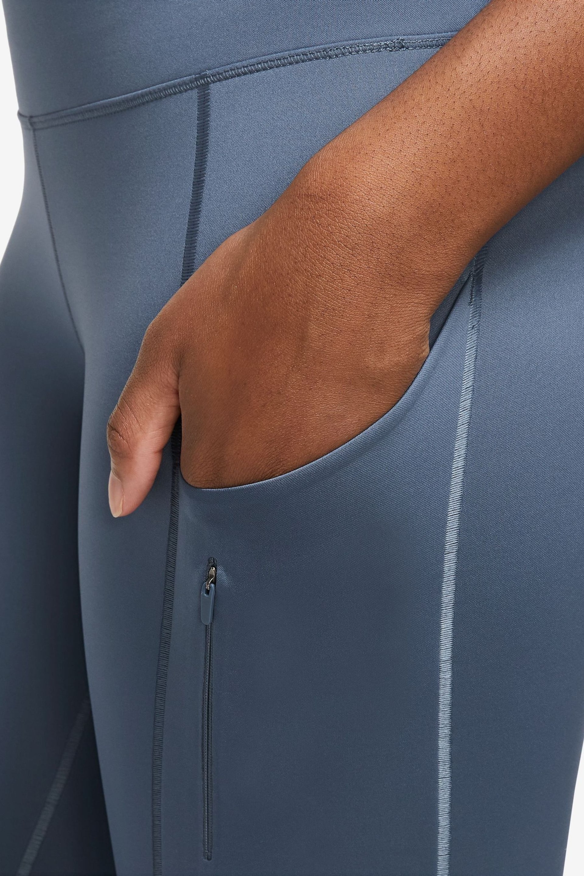 Nike Blue Go Firm-Support Mid-Rise 7/8 Leggings with Pockets - Image 3 of 4