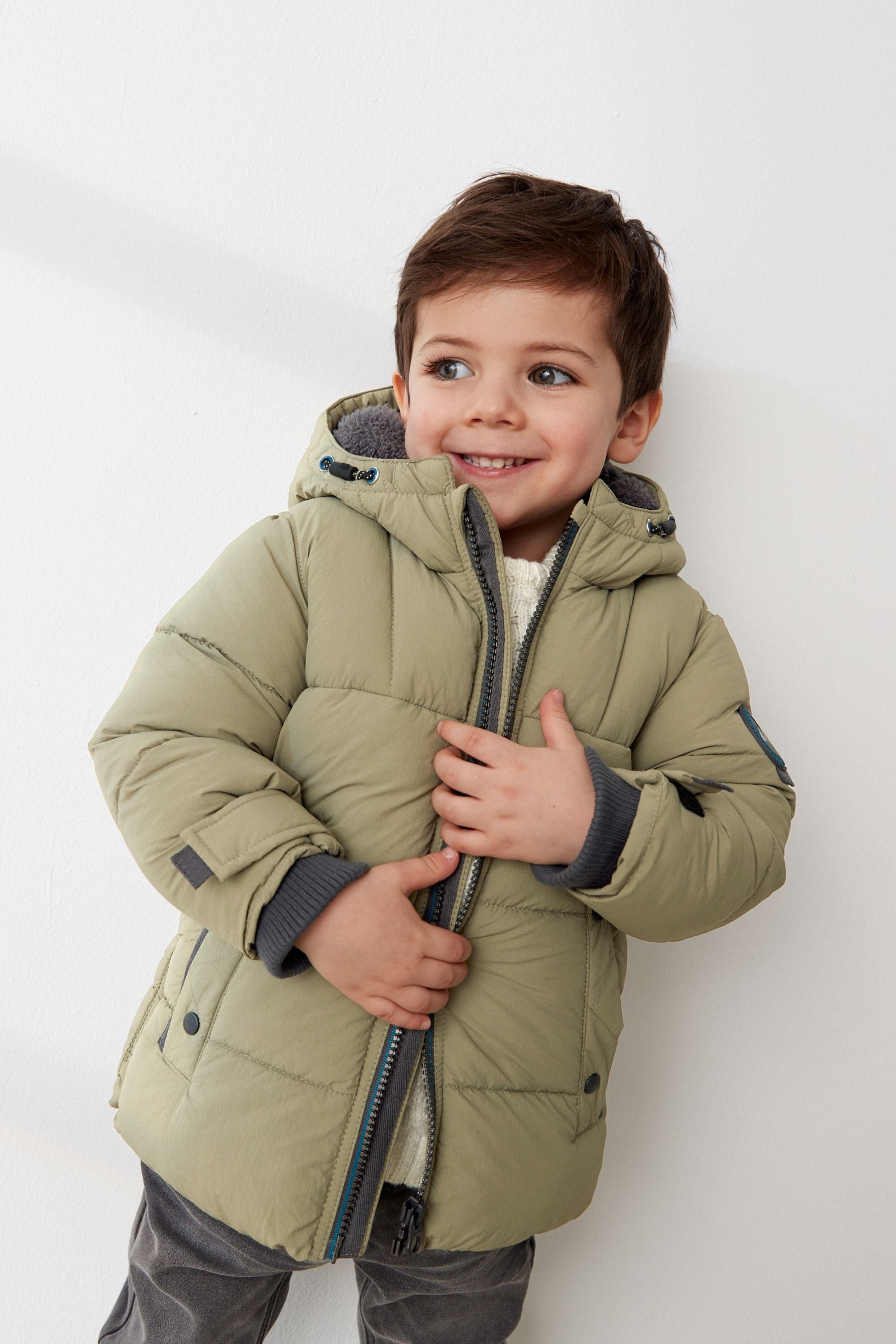 Khaki borg coat deals