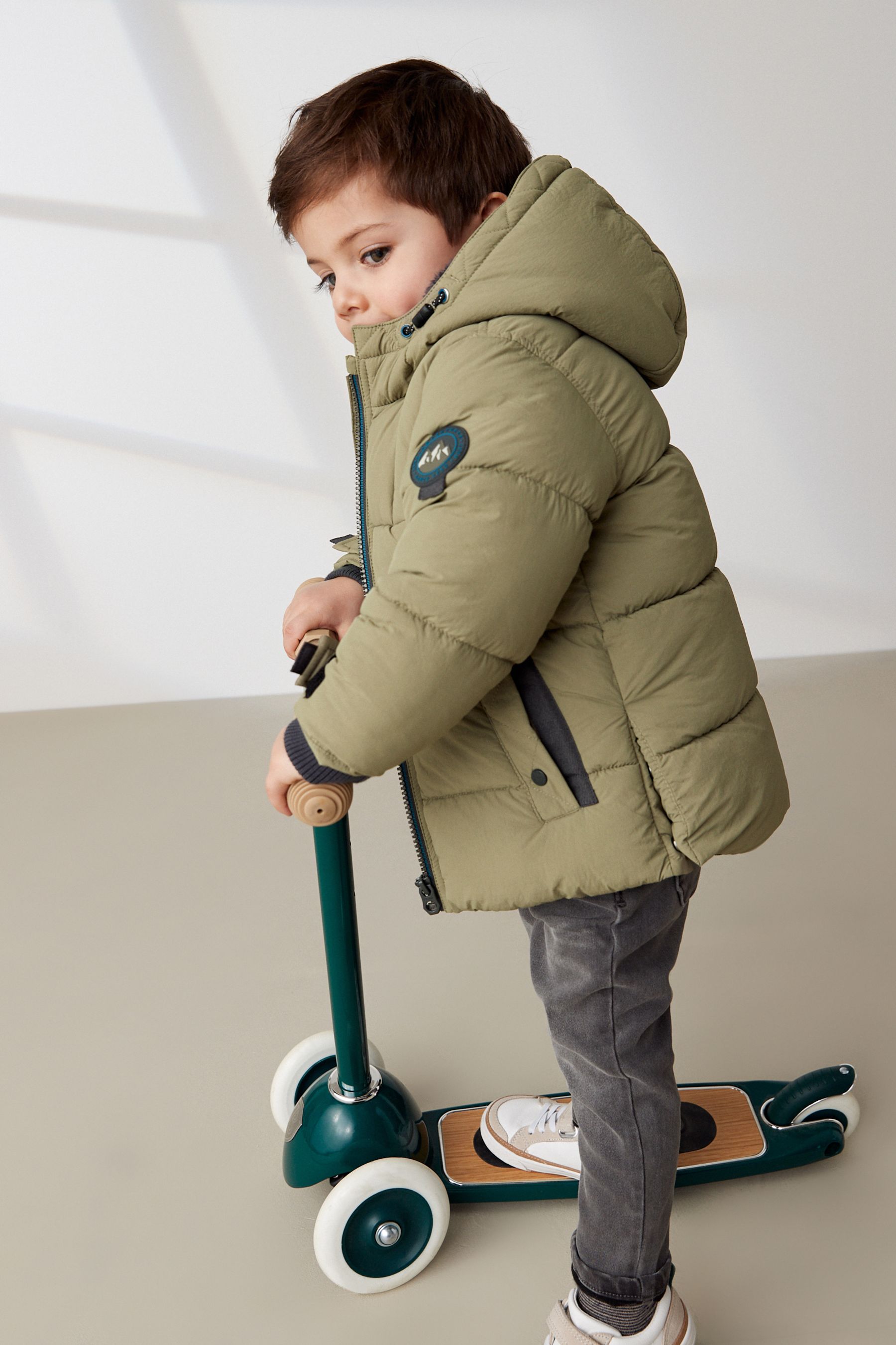 Khaki borg coat top