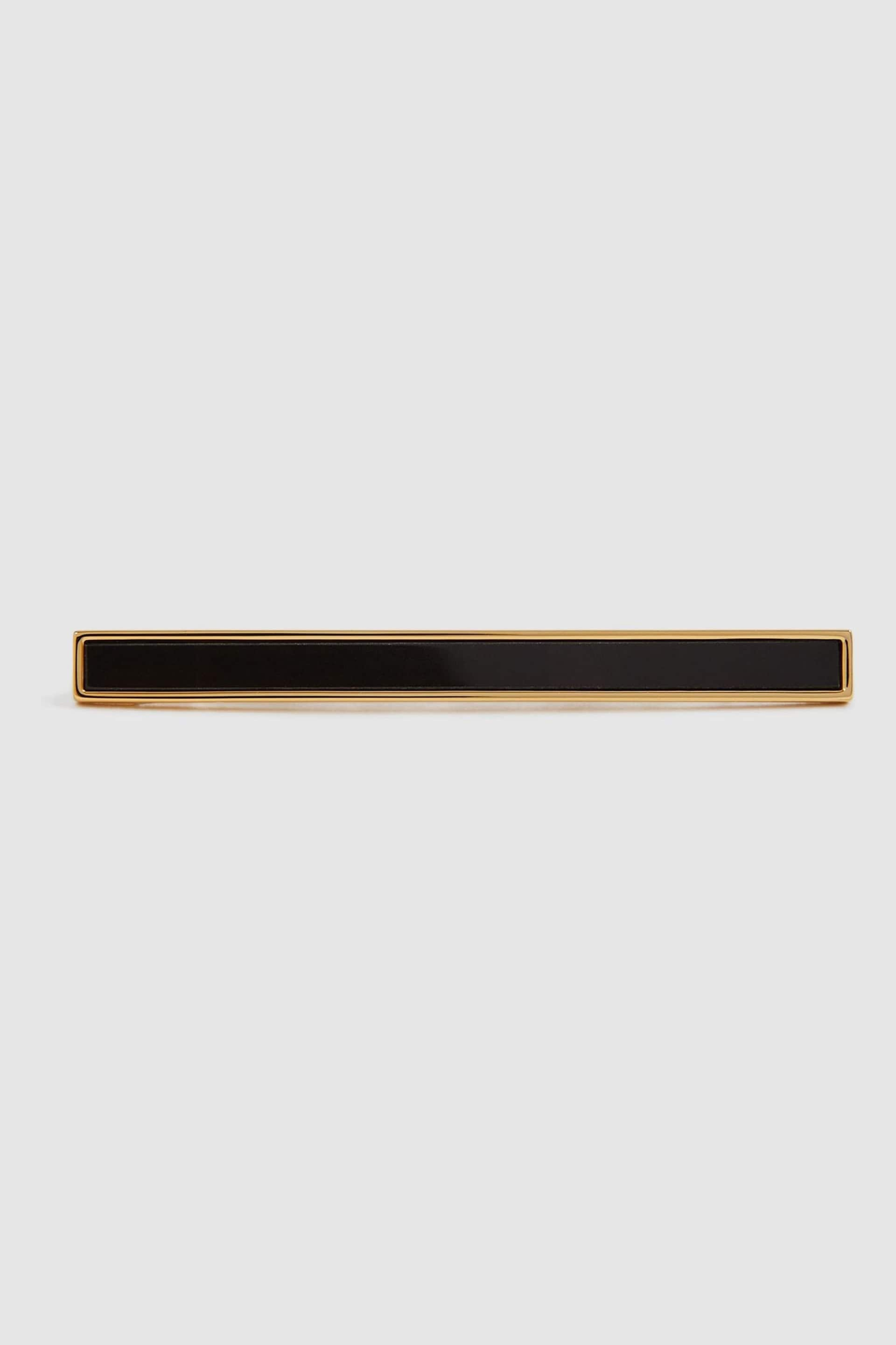 Reiss Gold Ardley Onyx Tie Bar - Image 1 of 5