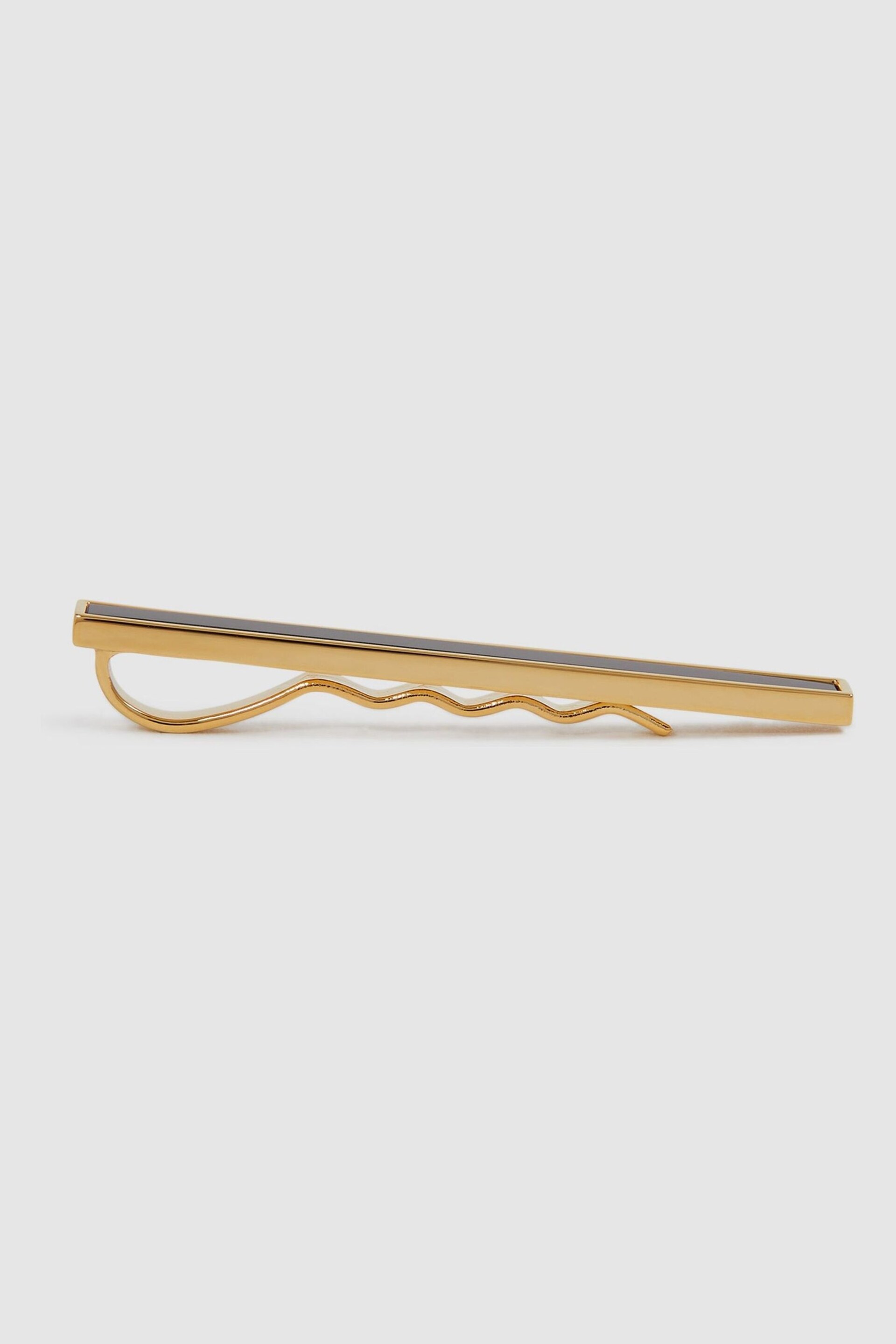 Reiss Gold Ardley Onyx Tie Bar - Image 3 of 5