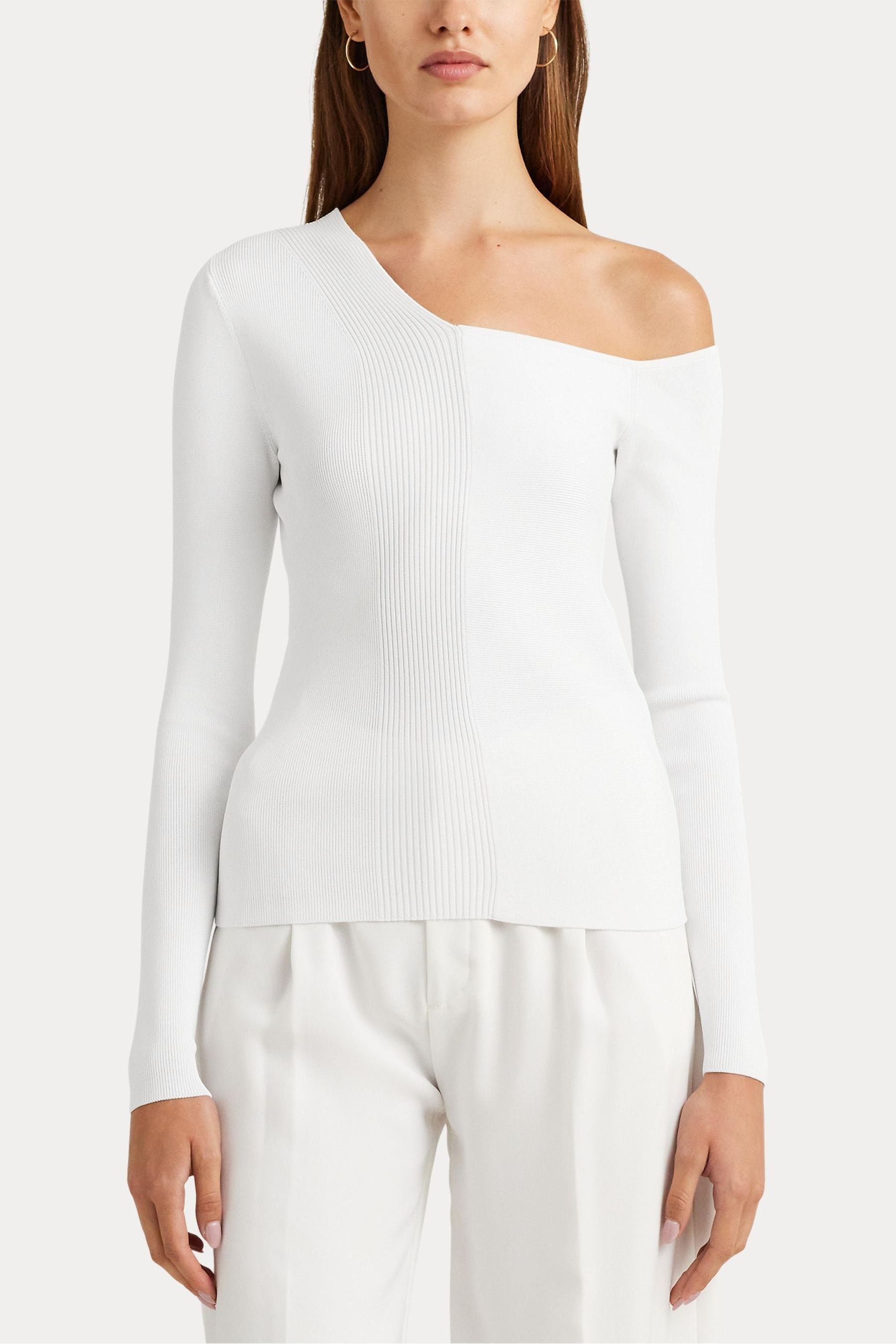 One shoulder white jumper top