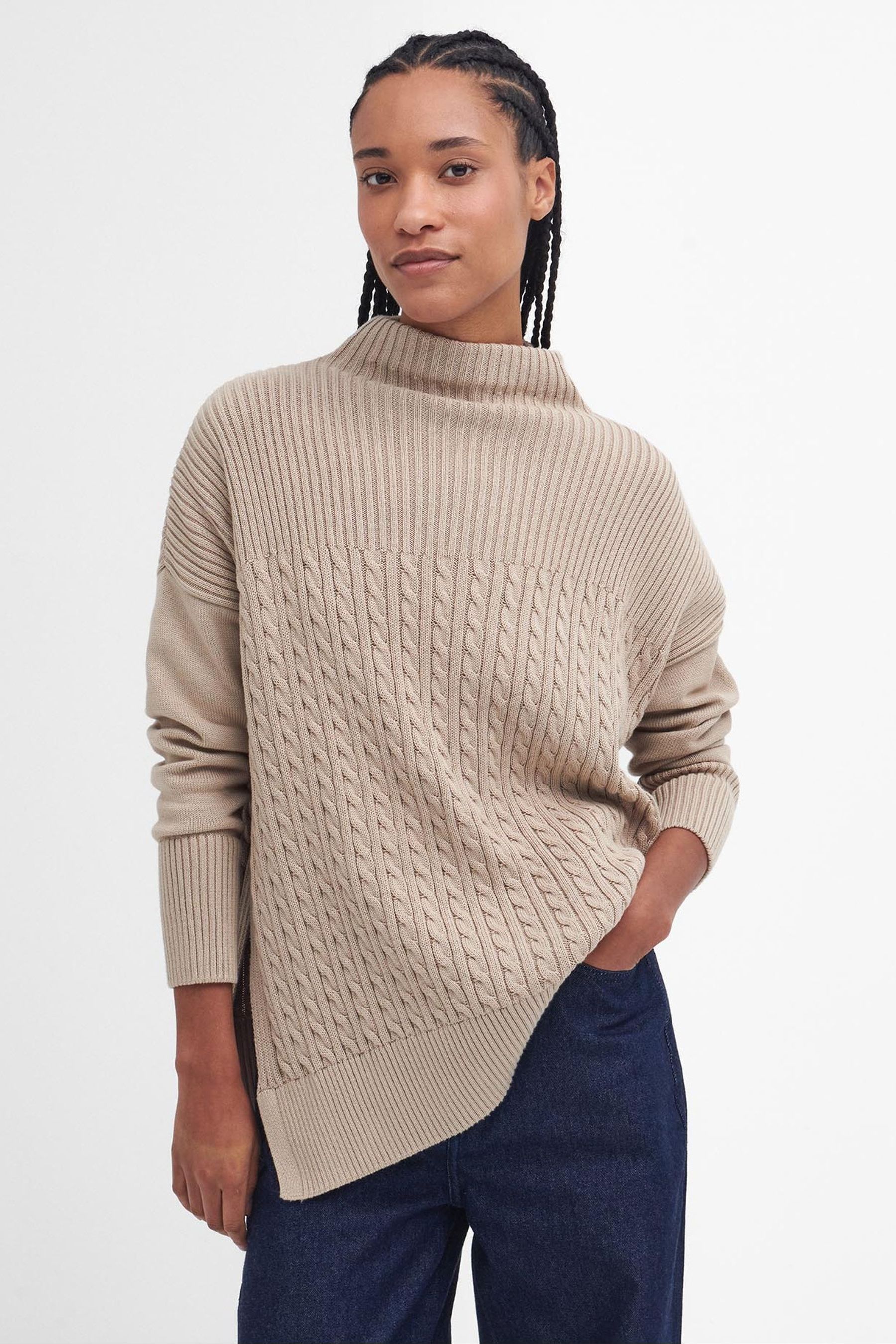 Buy Barbour Beige 100 Cotton Stitch Guernsey Knitted Cape Jumper from Next Ireland