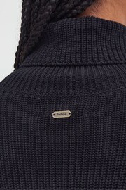 Barbour® Black 100% Cotton Rib Stitch Knitted Cape Wool Blend Jumper - Image 5 of 8