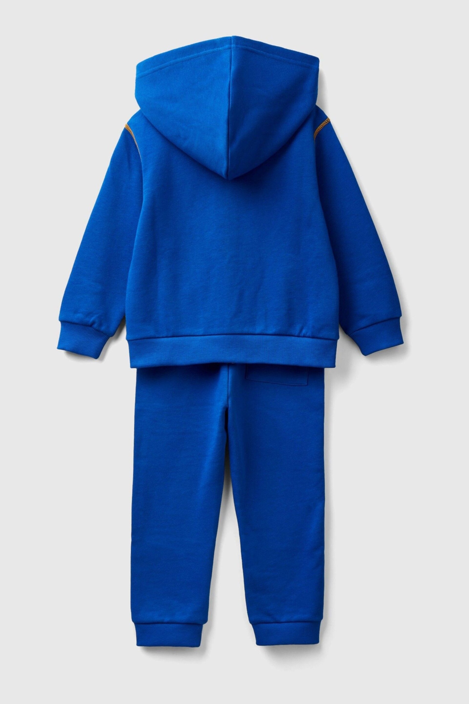 Benetton Boys Blue Contrast Zip Tracksuit Set - Image 2 of 3