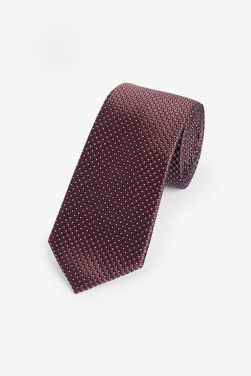 Navy Blue/Rust Brown Polka Dot Textured Tie With Tie Clip 2 Pack