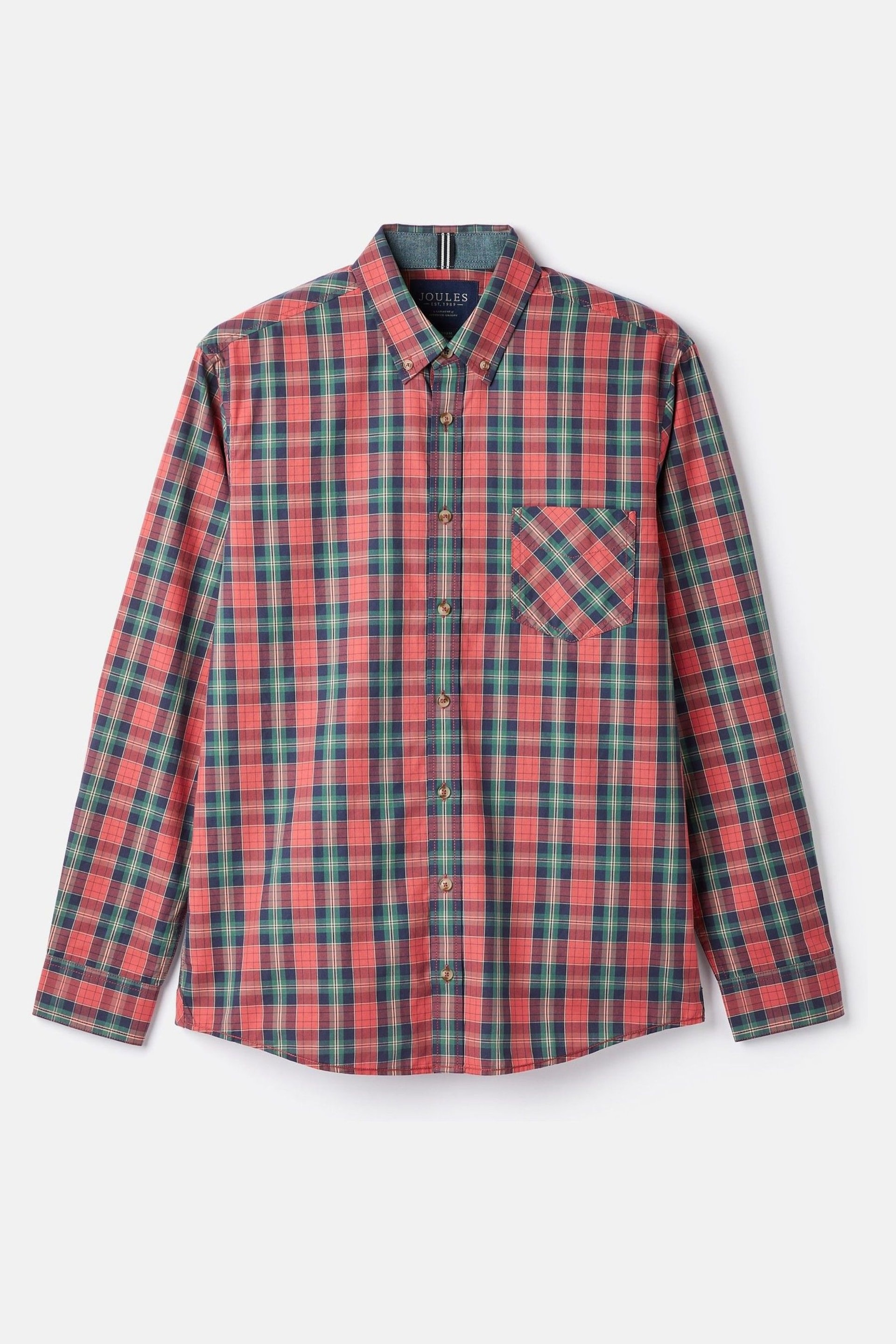 Joules Goodridge Red Check Long Sleeve Cotton Poplin Shirt - Image 7 of 7