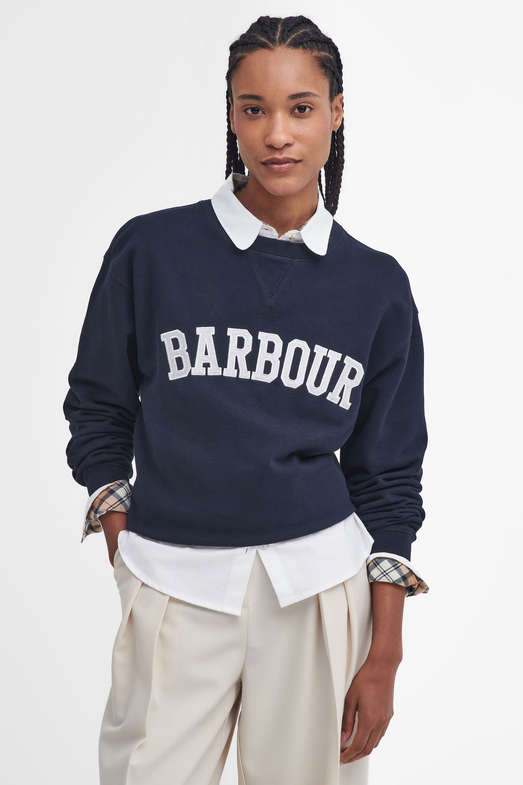 Buy Barbour Navy Northumberland Varsity Logo Sweatshirt from the Next UK online shop