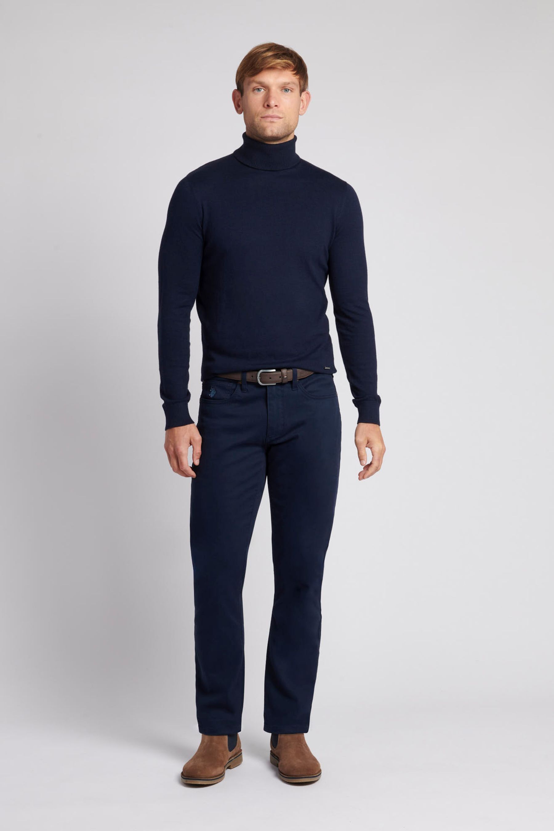 Buy U.S. Polo Assn. Mens Blue Rollneck Jumper from the Next UK