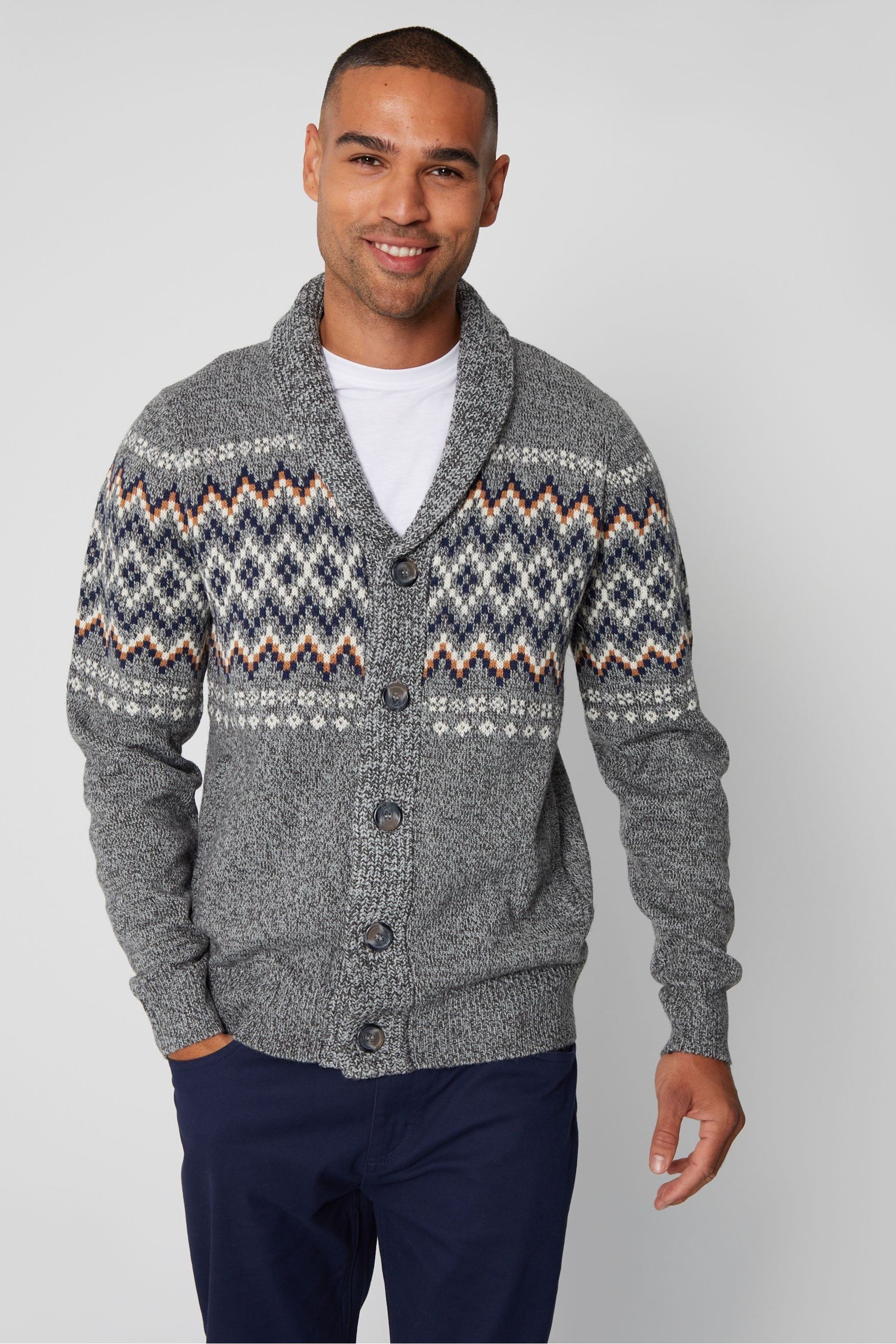 Buy Threadbare Fairisle Pattern Shawl Collar Knitted Cardigan Next Ukraine