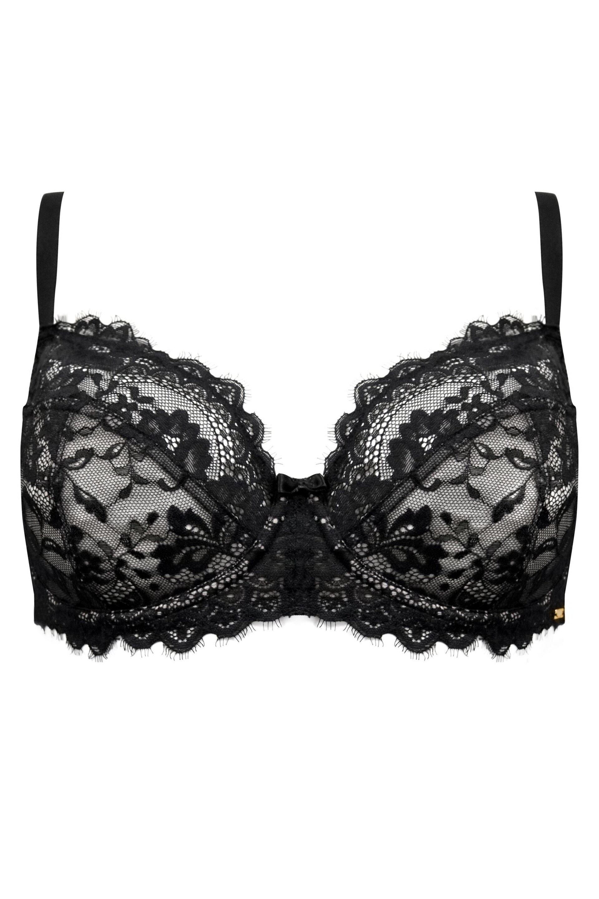 Pour Moi Black Non-Padded India Eyelash Lace Bra - Image 4 of 5