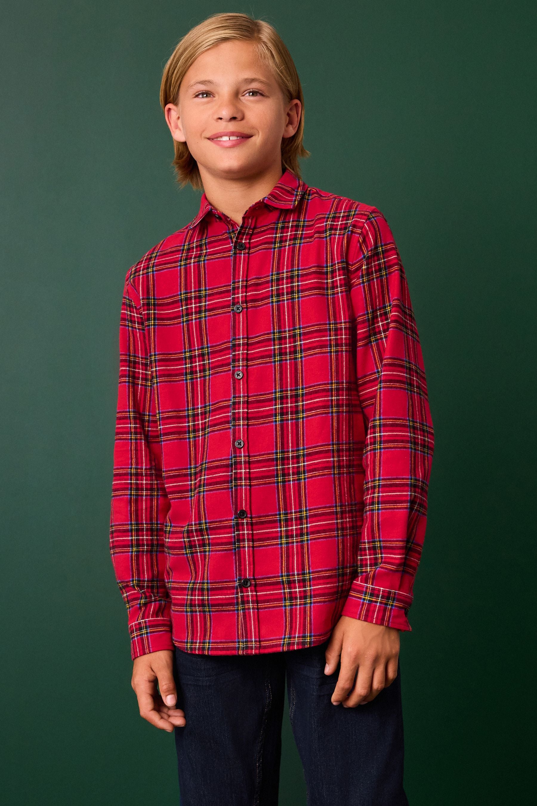 Red check shirt with hood on sale
