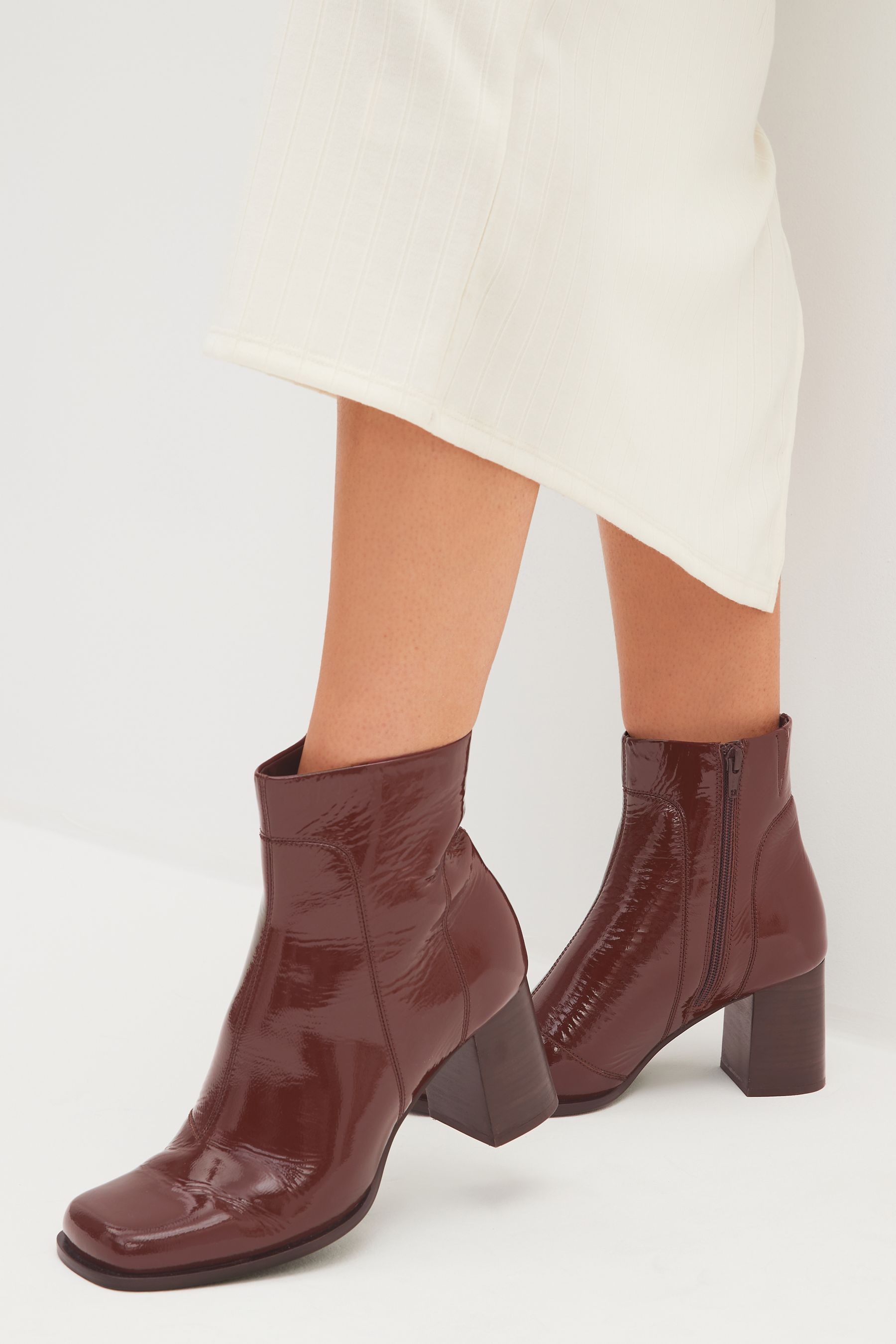 Buy Chocolate Brown Forever Comfort Square Toe Heeled Ankle Boots from Next Luxembourg